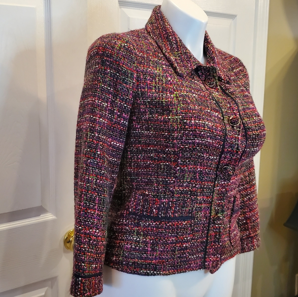 Talbots Button Front Multicolor Tweed Blazer 6 - image 6